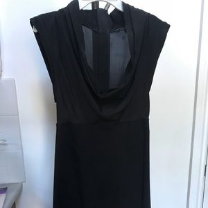 Guess Black Drape Neck Cocktail Dress